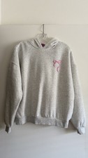Edikted Bow Sweatshirt Hoodie Gray Size Large