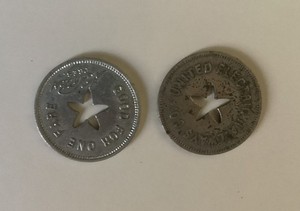 VTG United Electric Railways Co Good For One Fare Token A G Potter Pres.set Of 2