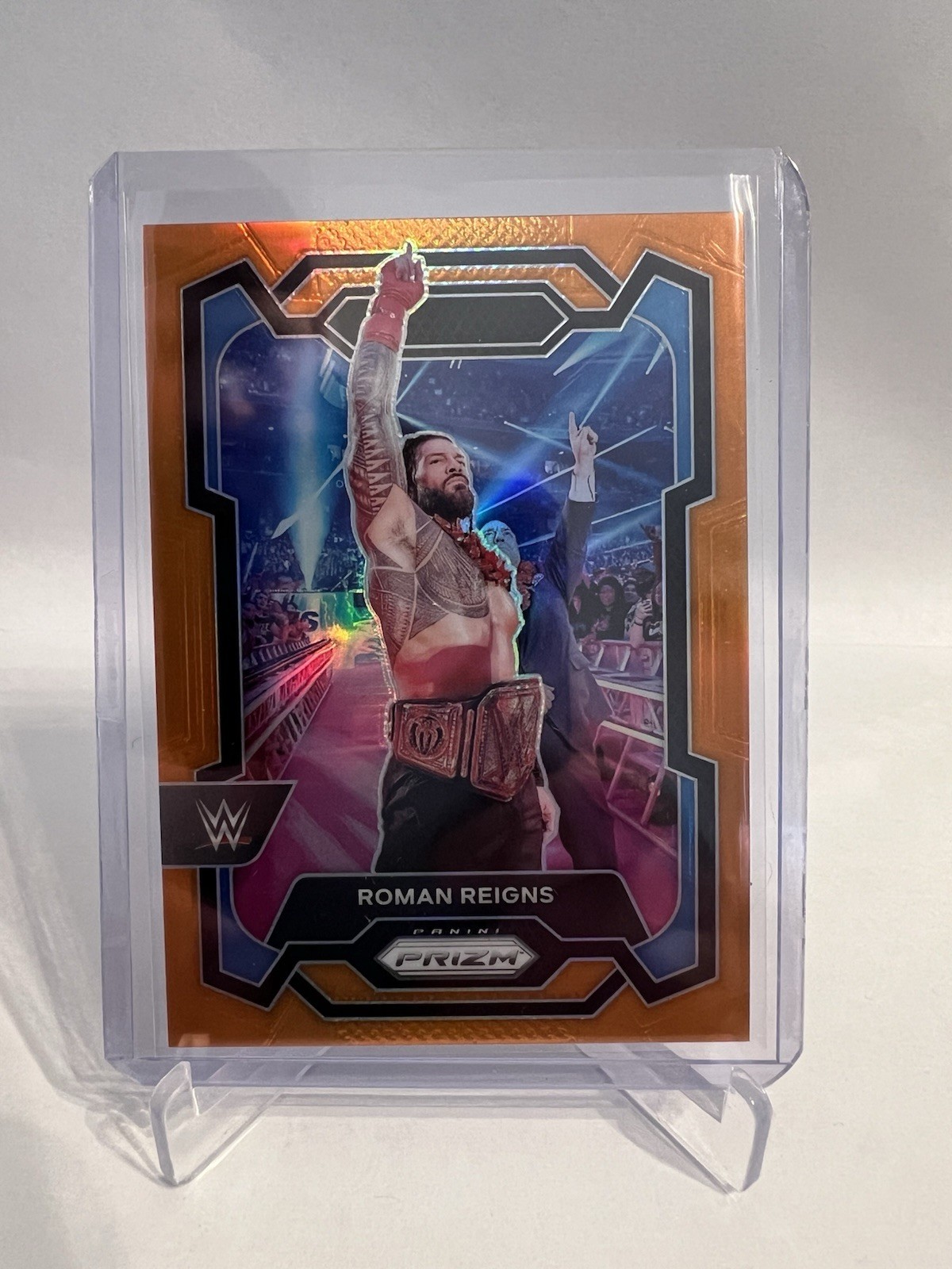Roman Reigns 2024 Panini Prizm WWE #191 Orange Prizm #/99
