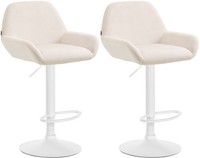 2Er Set Barhocker Braga Samt Weiß Creme