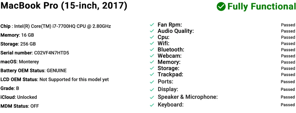 Apple MacBook Pro 15" (2017) i7 | Radeon Pro 555 | 16GB | 256GB SSD | Space Grey - Image 2 of 4