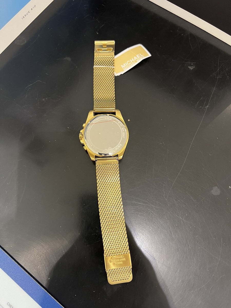 Michael Kors Men\'s Gold Mesh Strap Watch Michael Kors Brecken Chronograph Black Dial Gold Mesh Strap  main image 2