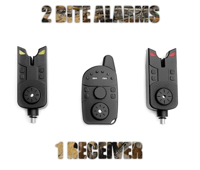 2+1 Fishing Bite Alarm Set Wireless LED Case Carp Receiver Bite Indicator  UK