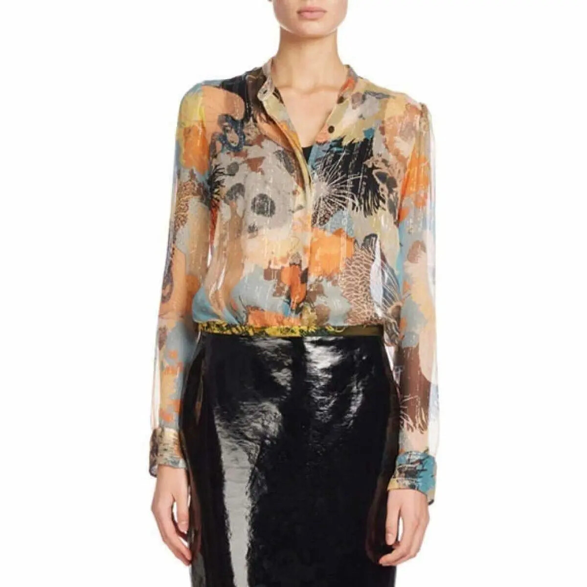 Dries Van Noten Floral Print Multicolor Long Sleeve Button Dries Van Noten Floral Print Multicolor Long Sleeve Button