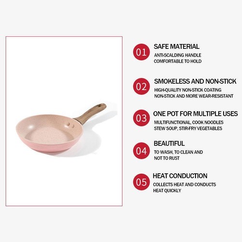 Induction / Open Flame Mini PINK Nonstick Pan Fry Egg/ 12/16cm Steak G1KD B7M0 - Picture 7 of 9