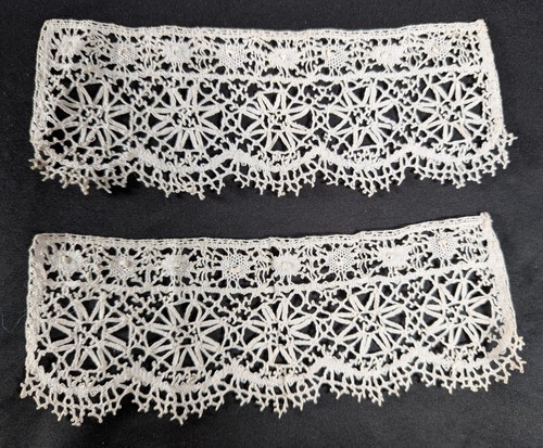 Victorian / Edwardian ? Antique Fashion Needle Lace Cuffs - Picture 7 of 9