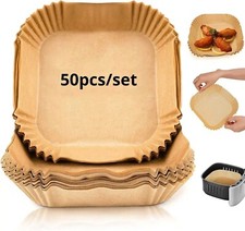 50pcs/set Air Fryer Disposable Paper Parchment Wood Pulp Steamer Cheesecake Air