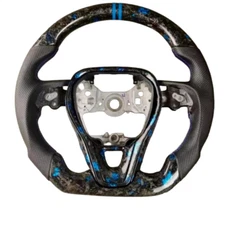 Carbon Fiber Steering Wheel Fits Toyota Camry Corolla RAV4 2018-2023 Blue Forged