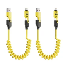 4 in 1 Multi USB Charging Cable 65W Fast Charging Coiled USB C Charger Cord
