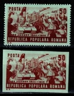 Romania 1949, Mi#1191 A+B, Sc#708, perf+imperf, WWII, Russian Army, tank, MNH!