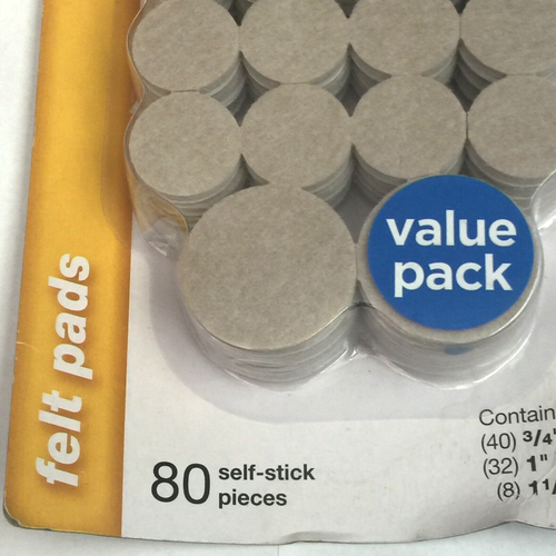 80PC SOFTTOUCH FELT PAD SELF STICK BEIGE ROUND PREMIUM DURABLE 3/4" 1" 1-1/2" - Picture 3 of 9