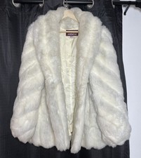 Vintage Jordache Faux Fur Coat Fully Lined Womens Size 13/14 Ivory/white - 80’s