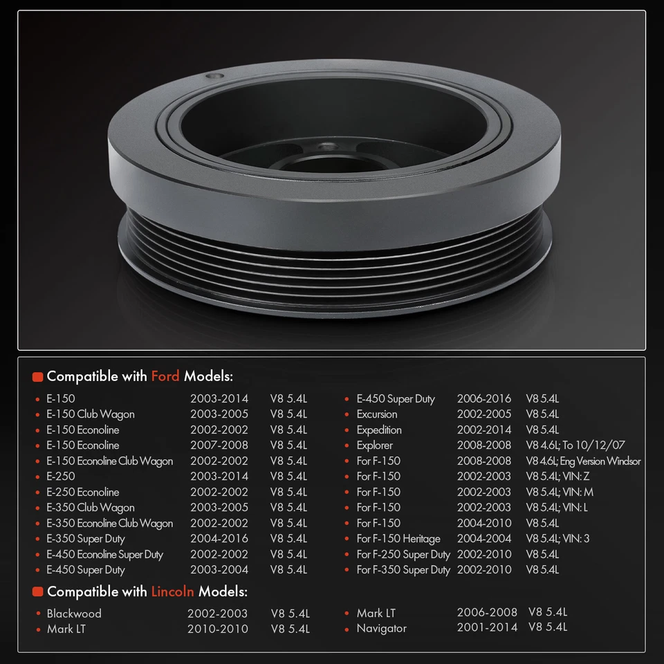 Balanceador harmônico de motor para Ford Explorer F-150 F-250 F-350 Super Duty Lincoln - Imagem 2 de 4