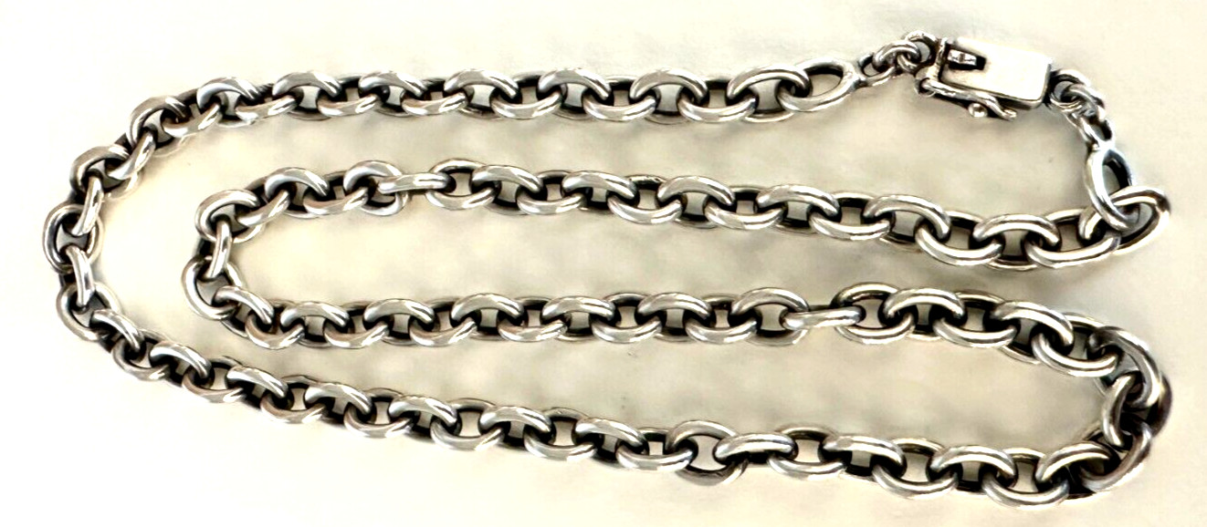 SOLID STERLING SILVER OVAL CABLE LINK 18" CHAIN W… - image 3