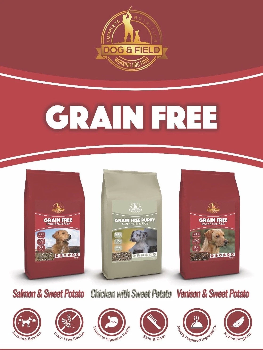 NEW! Dog & Field Grain Free, Hypoallergenic Complete Puppy & Adult Dog Food