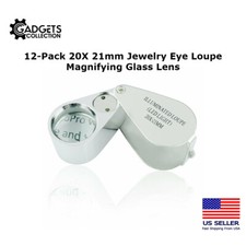 12PK 20X LED Illuminated Jewelers Jewelry Loupe Magnifier Magnifying Glass Lens