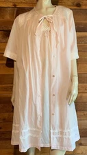 VINTAGE VAL MODE PINK COTTON BLEND SIZE LARGE NIGHTGOWN ROBE SET   #15210