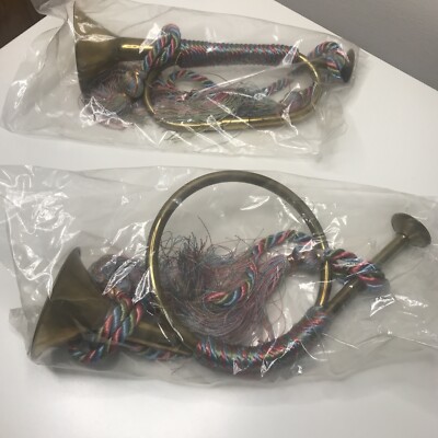 Vintage Lot of 2 Decorative Brass Bugles MIB