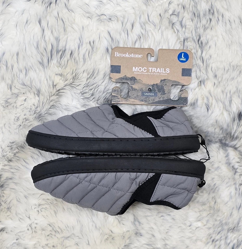 NUEVO CON ETIQUETAS BROOKSTONE MOC TRAIL ZAPATOS AISLANTES UNISEX Talla L GRIS CON NEGRO SIN CORDONES Foto 2 de 4