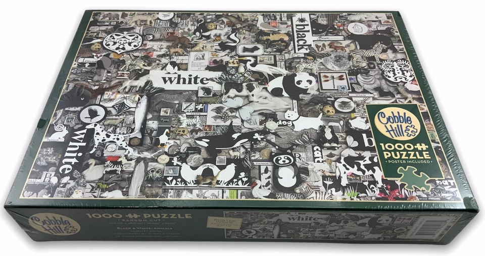 Rompecabezas 1000 piezas nuevo blanco y negro: animales corte aleatorio 80033 Cobble Hill Foto 2 de 4