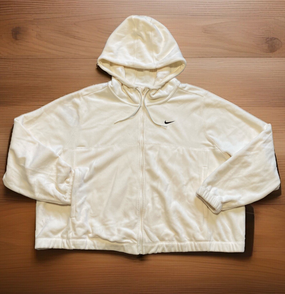 Nike Fleece Jacket Women's 1X Cream Hooded Therma-fit Full Zip Crop Pockets  2023 | eBay
