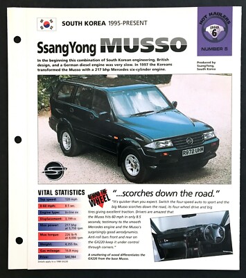 1997 SSANG YONG MUSSO GX220 SUV UNIQUE IMP BROCHURE