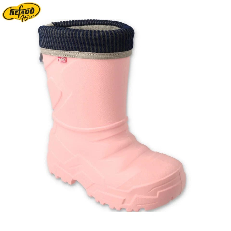Befado® Kindergummistiefel – Leicht, wasserdicht, reflektierend, Hellrosa 25-30