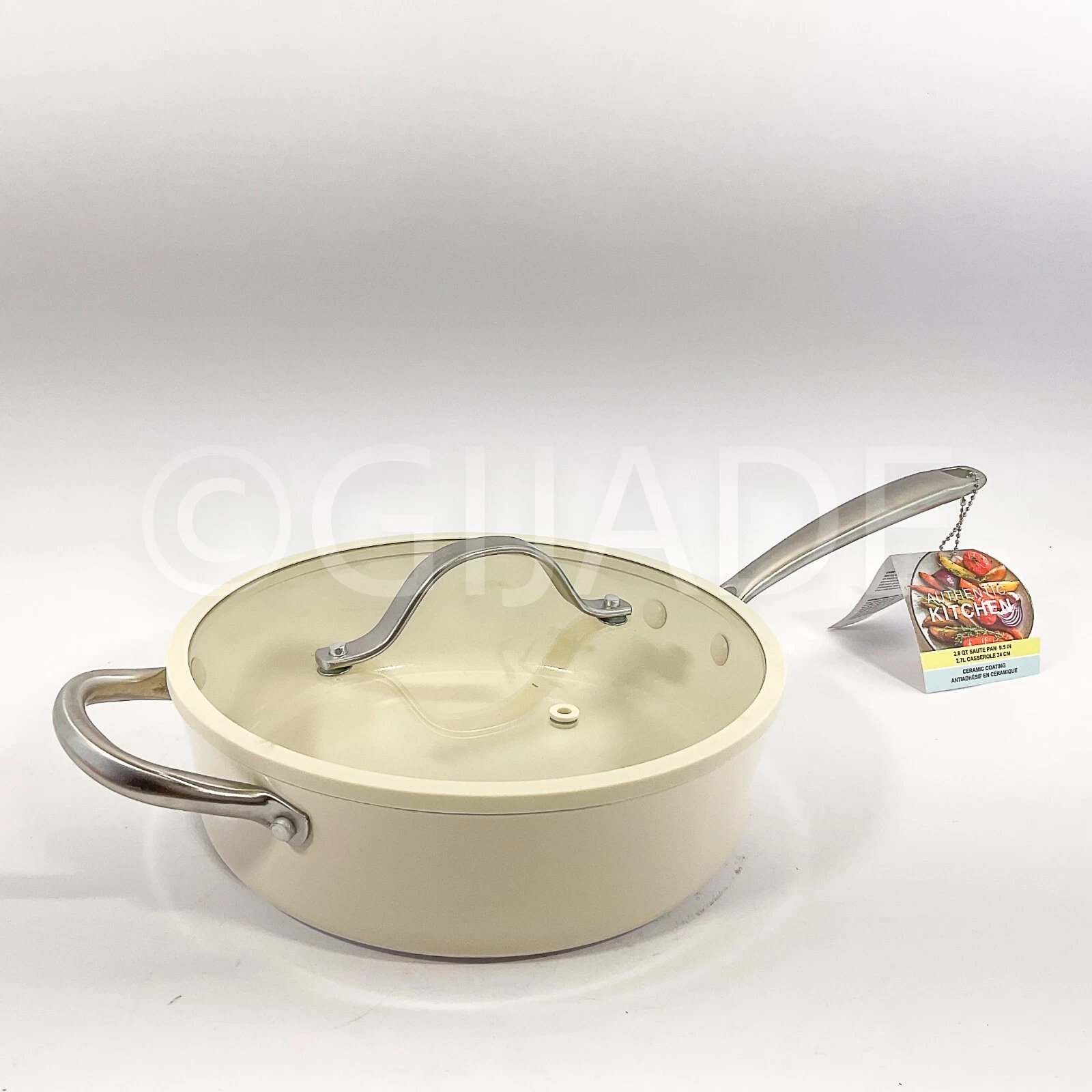 Authentic kitchen Non-Stick Ceramic 2.8-qt Sauté Pan Frying Beige & Silver New
Opens in a new window