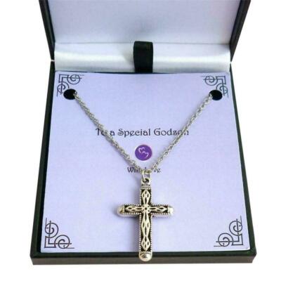 Cool Cross Necklace For Him - Stainless Steel Gift For Grandson, Son, Dad | Pull Out Gift Box For Graduation, Birthday, Father's Day - View #2