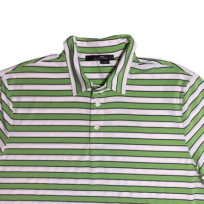 RLX Ralph Lauren Men's Green White Striped Stretch Polo Golf Shirt
