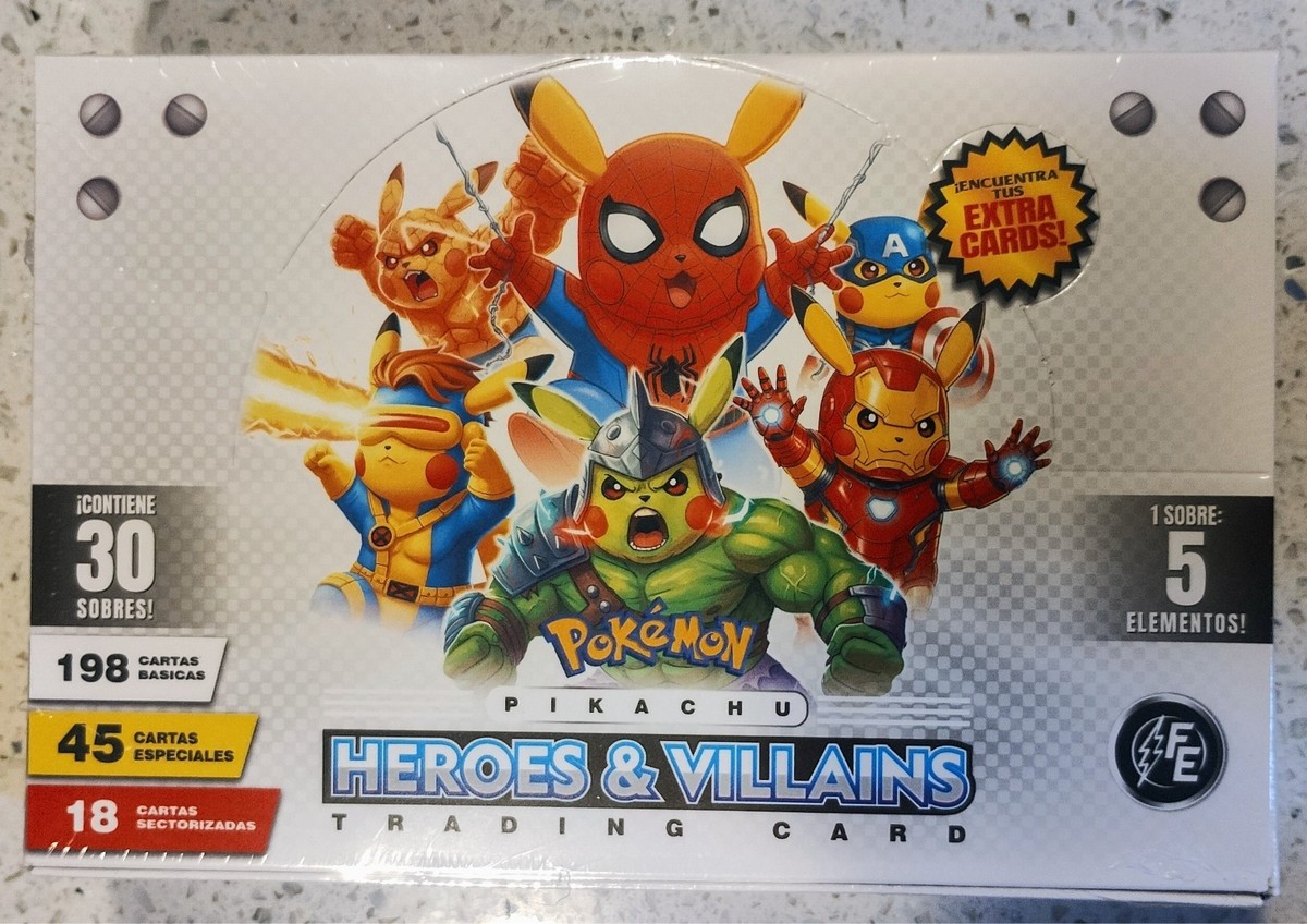 New PIKACHU Cosplay 2 HEROES & VILLAINS Cards Box 30 Packs Peru