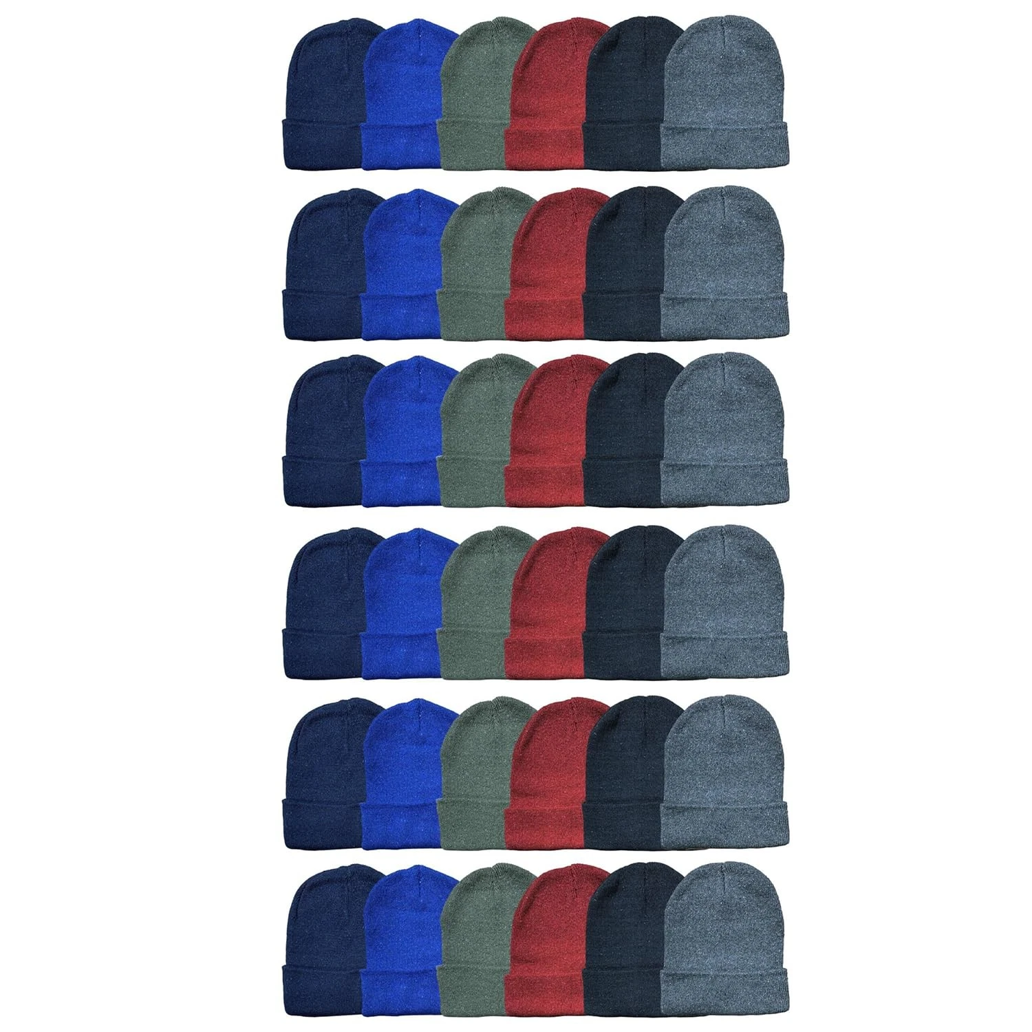36 Pack Kids Winter Beanie Hat Assorted Colors, Warm Acrylic Cap (Assorted B)
