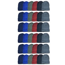 36 Pack Kids Winter Beanie Hat Assorted Colors, Warm Acrylic Cap Assorted B 