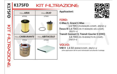 K175FD Kit Filter YDEA Für Ford Volvo