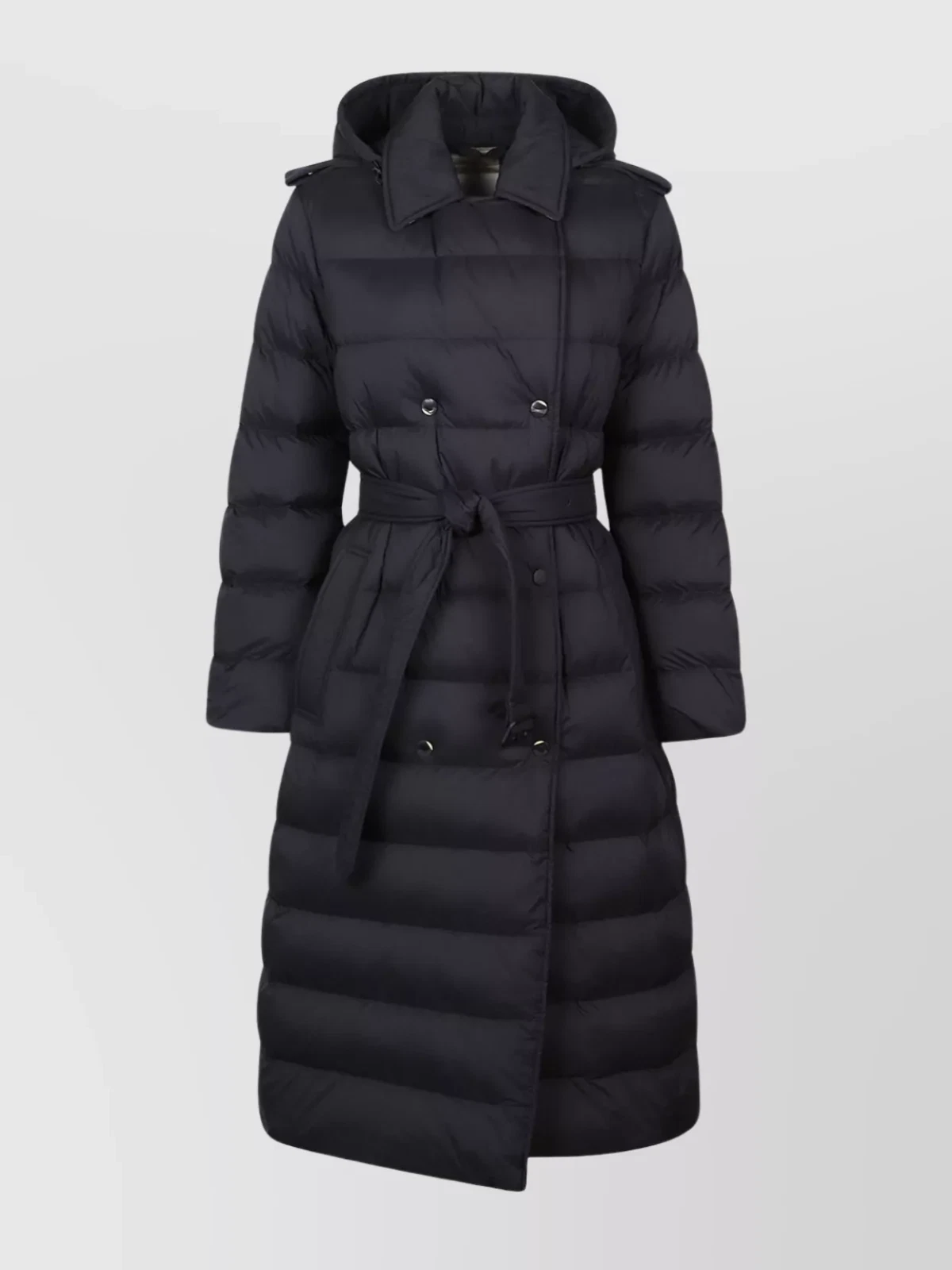 Burberry — Women Burberry Coat  Down Black Double Breasted Detachable Hood Size M