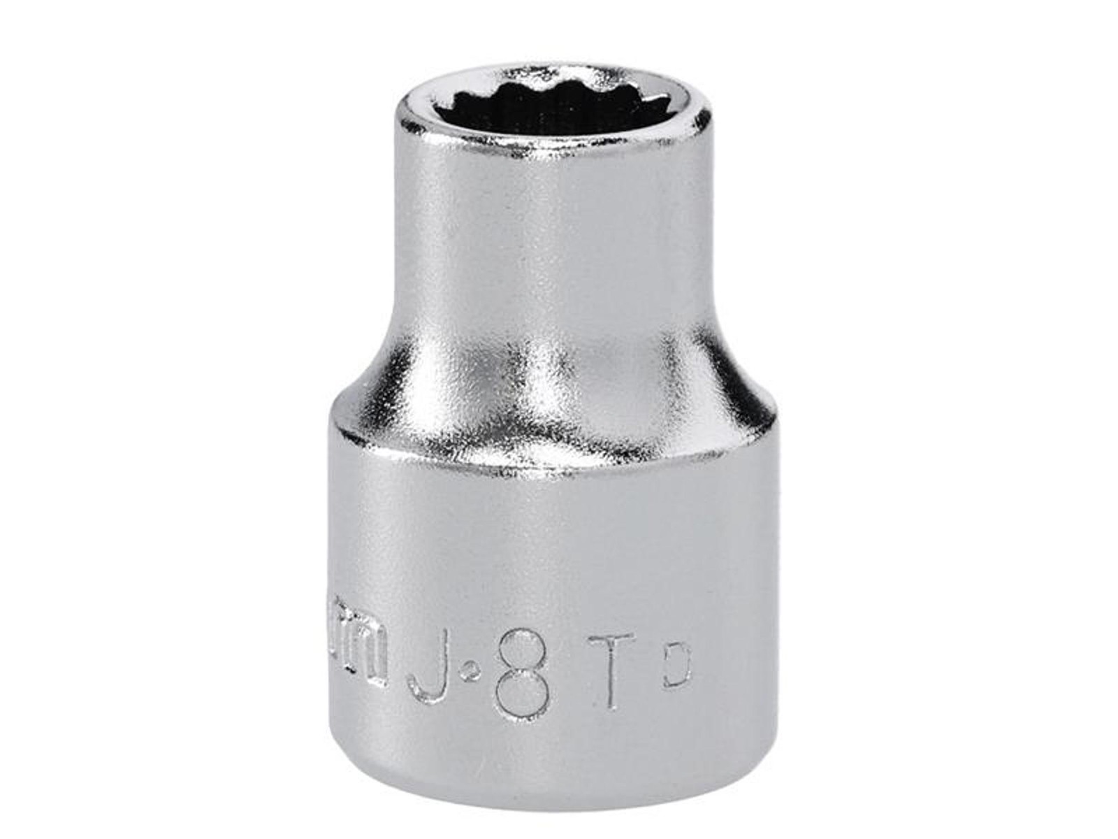 J.8T 3/8in Drive 12-Point Standard Socket 8mm, Chrome Vanadium, Satin Finish