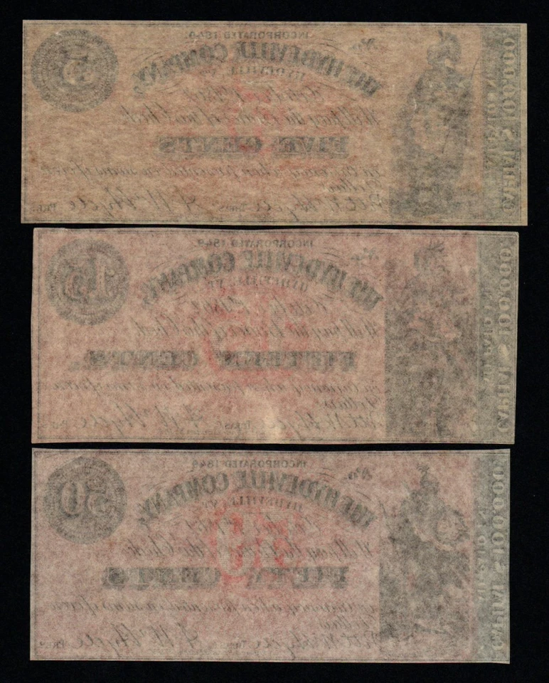 1862 5c, 15c, 50c SET Hydeville, VT Beautiful AU+/UNC Obsolete Notes! - Image 2 of 2