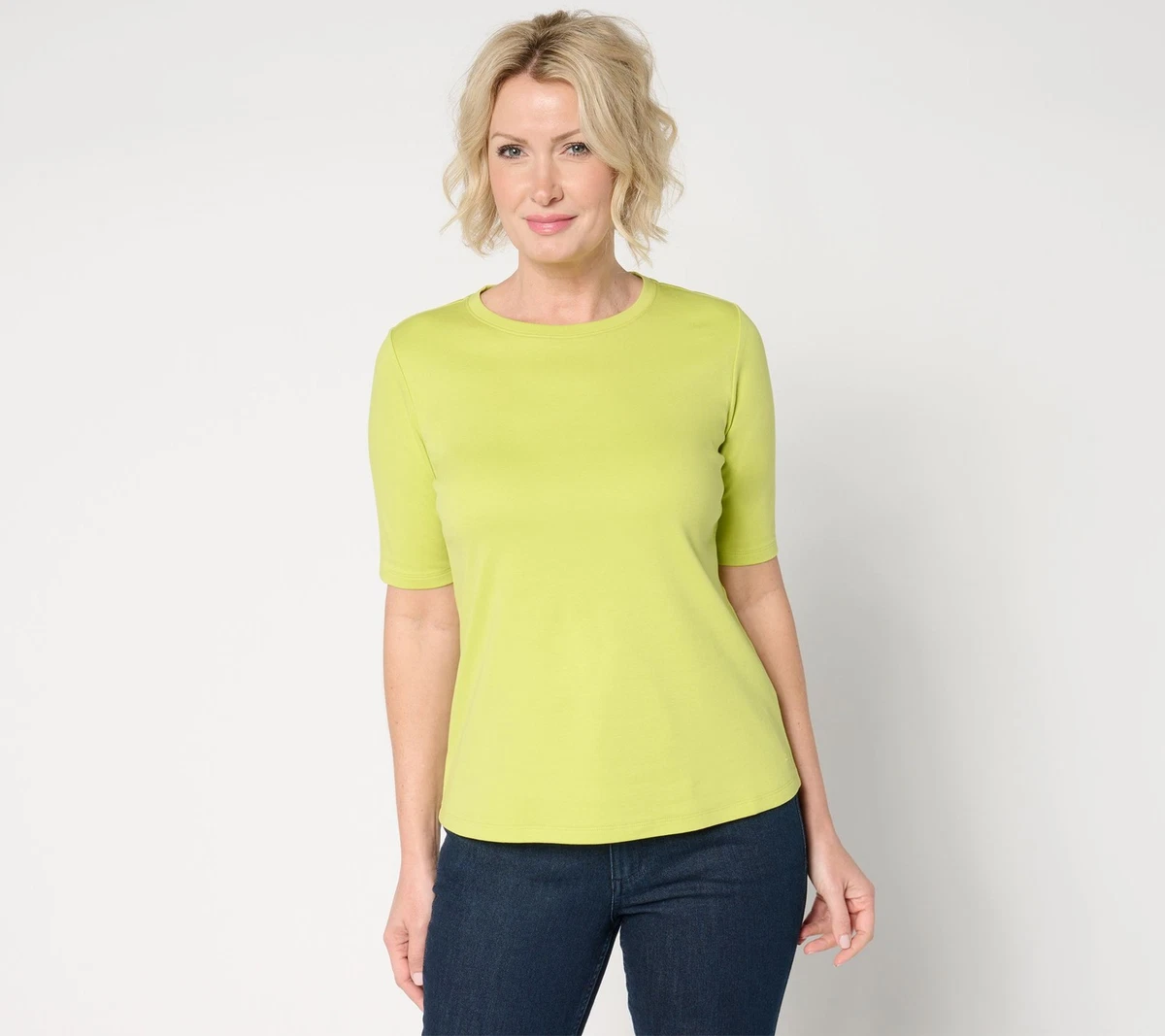 As Is Isaac Mizrahi Live Essentials Pima Cotton Crew Neck Knit Top As Is Isaac Mizrahi Live Essentials Pima Cotton Crew Neck Knit Top