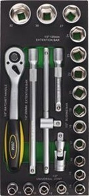 Für HUBITOOLS WD.11993 TROLLEY INSERT - SOCKETS AND ACCESSORIES 1/2'', 22 PARTS