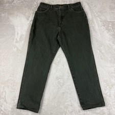 VTG Lands End Mom Jeans Womens 16P 32x27.75 Dark Green High Rise USA Made
