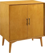 Landon Bar Cabinet with Storage Shelves and Wine Rack, Acorn