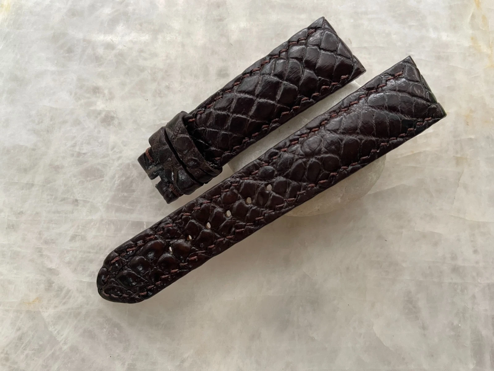 21mm/18mm Brown Alligator Crocodile Print Leather Watch Strap Band