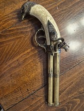 Eagle Head Double Barrel Rotary Revolving Pirate Flintlock Replica Non-Firing