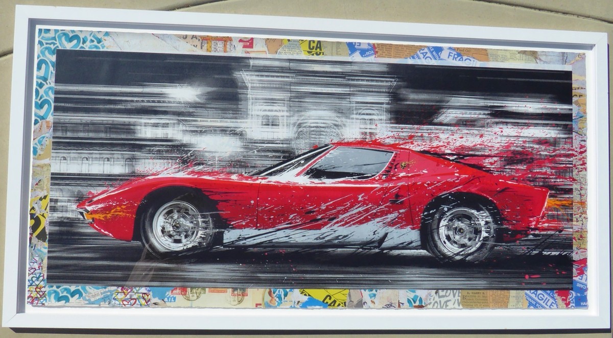 Mr. Brainwash L'Ambiance Lamborghini Miura Unique mixed Media Hand