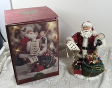 Vtg Stunning 11" Santa Claus Figure CHECKING HIS LIST With Bag Of Toys- With Box