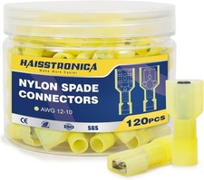 120 Pcs Nylon Insulated 12-10 AWG Male Female Quick Disconnect Spade Terminals