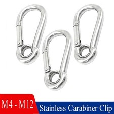 Carabiner Clip Snap Spring Hook Eyelet A2 304 Stainless Steel 40mm 50mm - 140mm