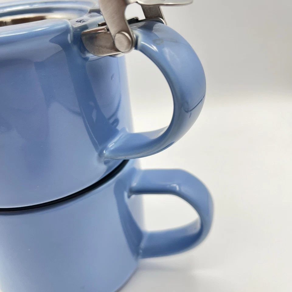 Stackable Tea Pot & Mug Teavana For Life Blue W/ Stainless Steel Strainer & Lid - Image 4 of 4