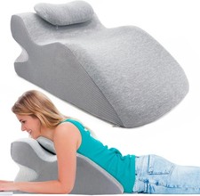 Reading Pillow for Bed, Ergonomic Memory Foam Wedge Pillow,Removable Cover- Gray