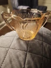 Vintage Jeanette Depression Glass Pink Cherry Blossom Pattern Open Sugar Bowl